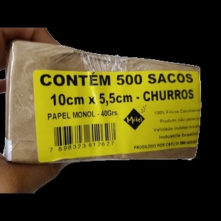 Fardo Saco para Churros (10x5,5cm) c/ 500 unids  - Mtel