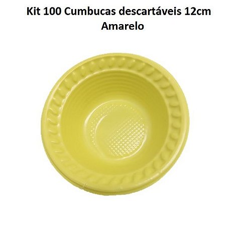 Kit Cumbuca Amarelo Descartável 12cm c/ 100 unids - Louri Festas