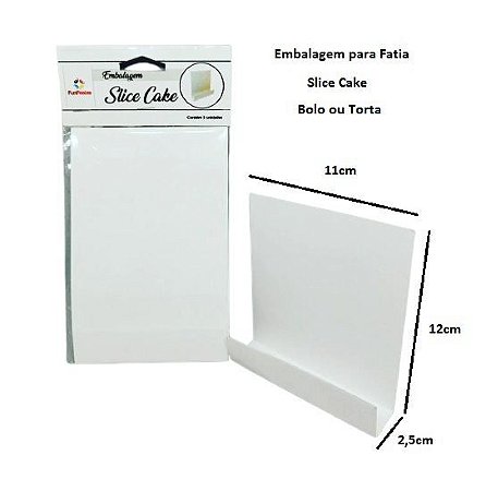 Kit Embalagem para Fatia Slice Cake Branco c/ 25 unids - Funfestas