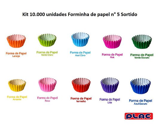 Kit Forminha de Papel n° 5 Sortido c/ 10.000 unidades - Plac