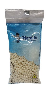 Confeito Pérola  Branca Pequena Comestível 60g - Morello