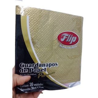 Guardanapo Ouro de Papel Premium 30x31cm c/ 20 unids - Flip
