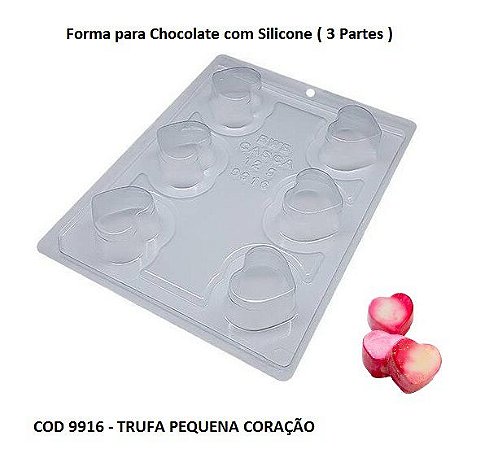 Forma para chocolate Trufa Pequena Coração cod 9916 (3 Partes "01 silicone") - BWB Embalagens
