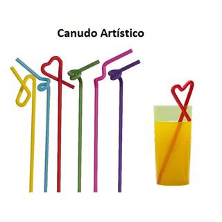 Canudo Artístico Colorido Descartável c/ 40 unids - Strawplast