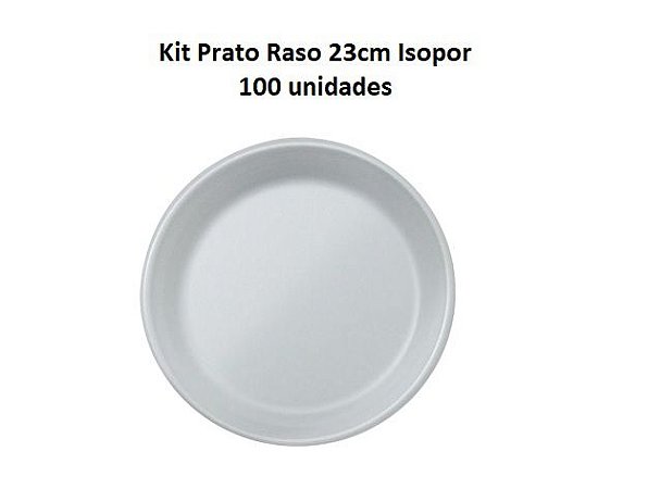 Kit 100 Prato Raso Isopor 23cm  - 100% reciclável - Darnel