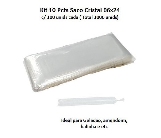 Kit Saco Cristal 06x24cm c/ 1000 unids - DF