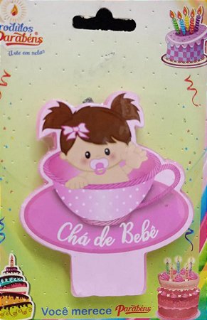 Vela Chá de Bebê Menina c/ 01 peça -  Produtos Parabéns