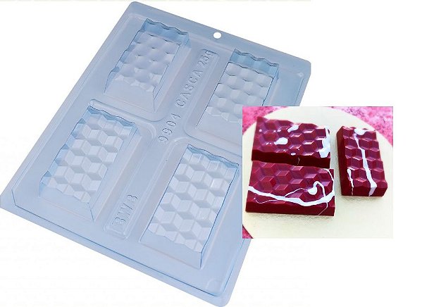 Forma para chocolate Mini Tablete 3D Cod 9904 (3 Partes "01 silicone") - BWB Embalagens
