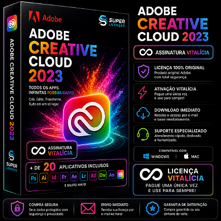 Adobe Creative Cloud 2023 Licença Volume – Envio Imediato – Coleção COMPLETA de Apps da Adobe