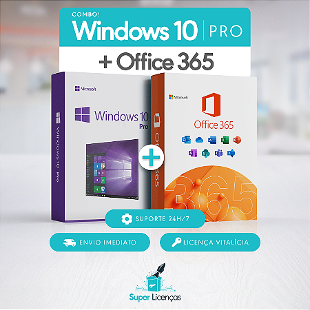 WINDOWS 10 PRO + OFFICE 365 - LICENÇA VITALÍCIA & ENVIO POR E-MAIL (ORIGINAL)