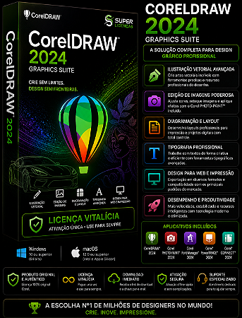 CorelDRAW Graphics Suite 2024 para Windows e MAC Vitalício – Entrega Imediata