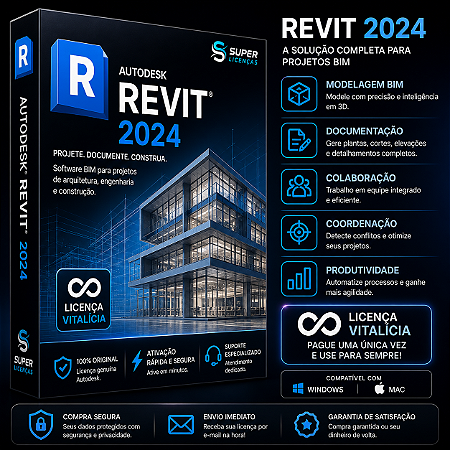 Autodesk Revit 2024 para Windows e Mac – Envio Imediato - Licença Vitalicia