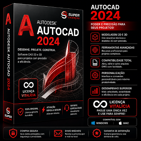 Autodesk AutoCAD 2024 Para Windows & Mac – Envio Imediato - Licença Vitalicia