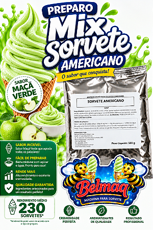 Base mix sorvete americano maça verde