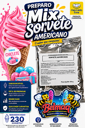 Base mix Sorvete americano chiclete