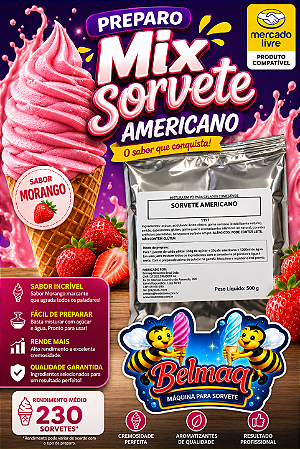 Base mix sorvete americano Morango