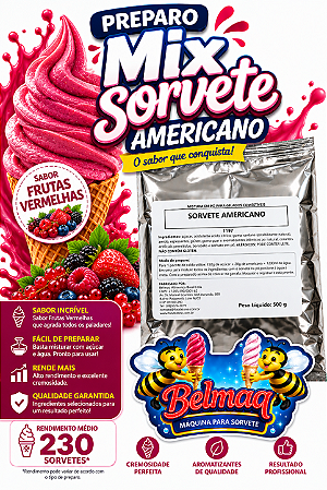 Base mix sorvete americano Frutas vermelhas