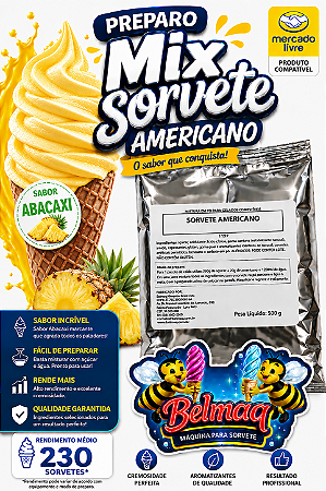 Base mix sorvete americano abacaxi
