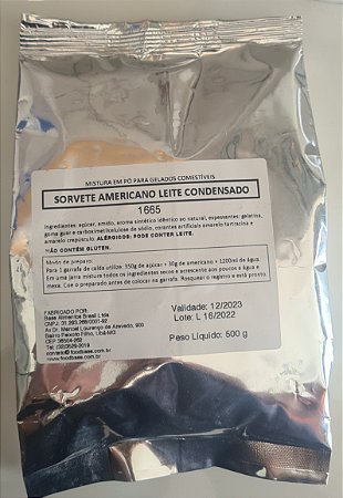 Base mix sorvete americano leite condensado