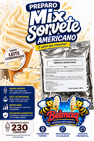 Base mix sorvete americano leite condensado