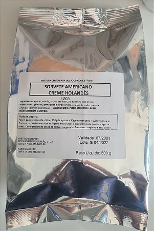 Base mix sorvete americano Creme Holandes