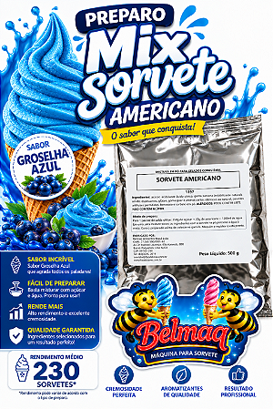 Base mix sorvete americano Groselha Azul