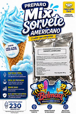 Base mix sorvete americano céu azul