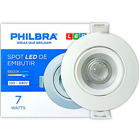 Spot Redondo Embutir Direcionável LED 7W 6500K Branco Frio