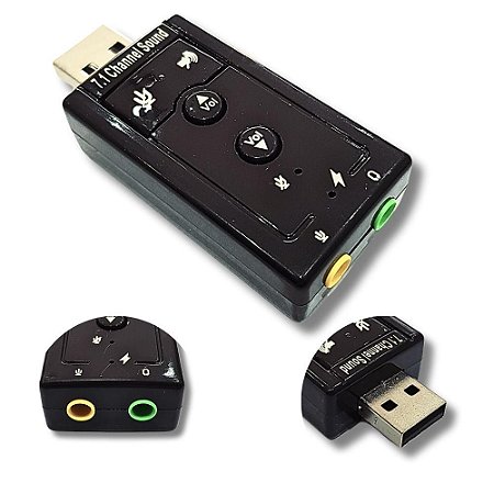 Placa de Som USB Adaptador de Áudio 7.1 Virtual PC Notebook