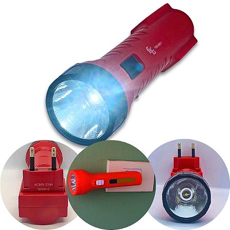 Lanterna Recarregável FBG-606-1 Vermelha Portátil LED