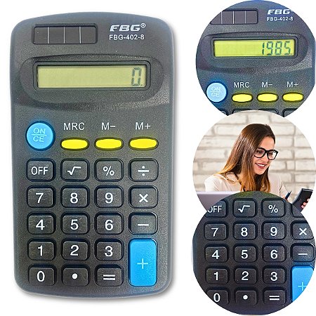 Calculadora de 8 Dígitos FBG-402-8 Portátil e Prática- Preta