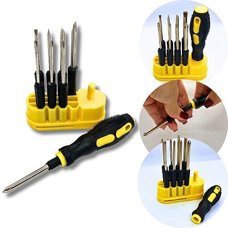 Kit 9 Chaves Fenda Philips Aço Reforçado C/ Cabo Ergonômico