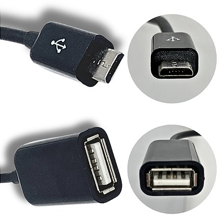 Cabo V8 OTG Micro USB Adaptador P/ Celular e Pendrive