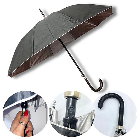 Guarda-Chuva Poliéster Automático Grande Reforçado - Preto