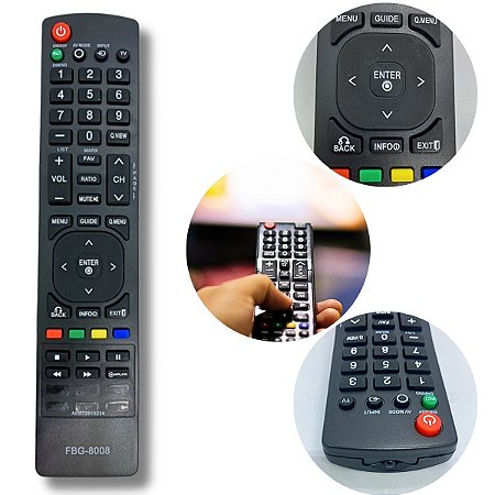 Controle Remoto Infravermelho Universal FBG-8008 para TV HD