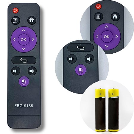 Kit Controle Recep Compatível C/TVBOX Android FBG-9155-Pilha