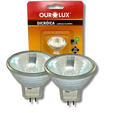 KIT 2 Lâmpadas Mini Dicróica MR11 20W 12V GU4 30° Halógena