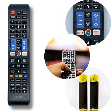 Kit Controle Remoto Compatível C/ Samsung - FBG-9133- Pilha