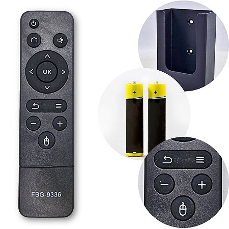 Kit Controle Pilha Suporte Compatível TVBox Aquário STV3000+