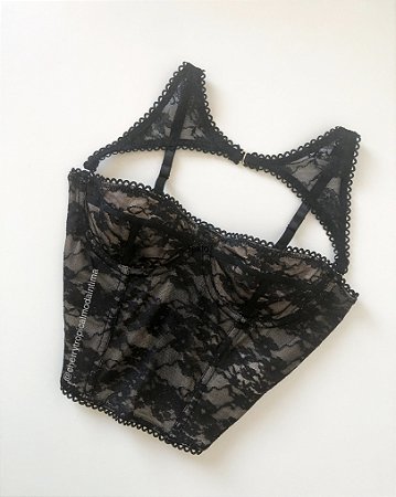 Corset de renda com aro e barbatanas Laisa