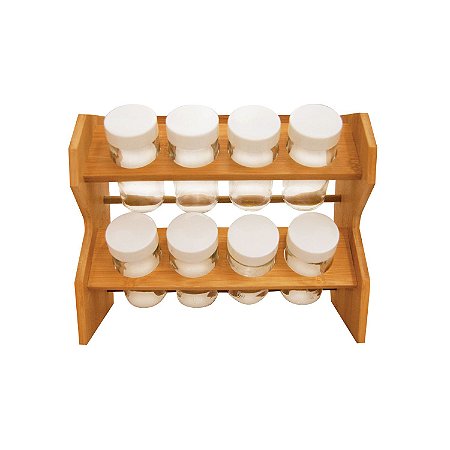 Porta temperos bambu 08pcs