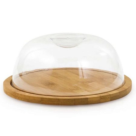 Porta queijo com tampa de bambu
