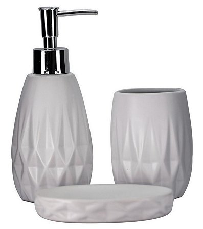 Jogo De Banheiro Branco Porcelana Metrópole 3pçs