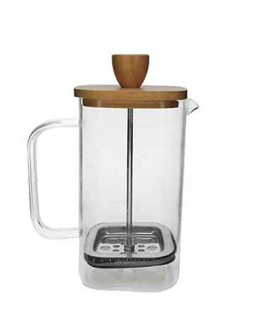 Prensa Francesa quadrada 600ml bambu e vidro