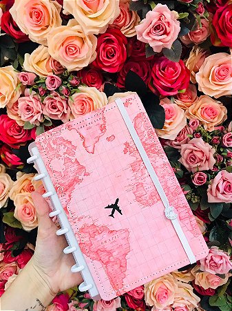 Caderno Inteligente Mapa Mundi Rosa by GoCase