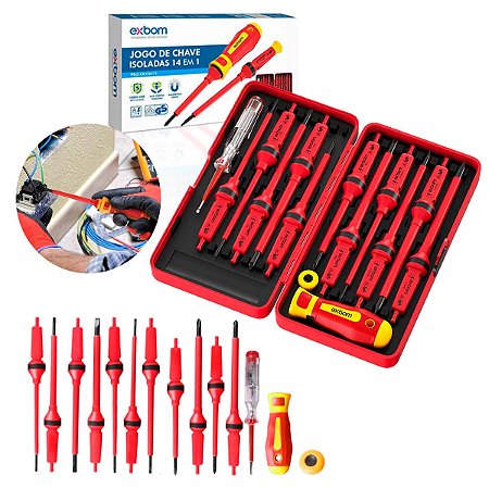 Kit Chave de Fenda Isolada com Imã [14 em 1]