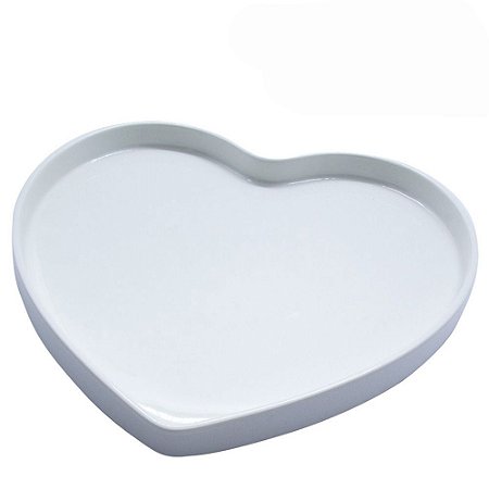Prato de Coração de Porcelana para Sobremesa Branco 17,5 cm