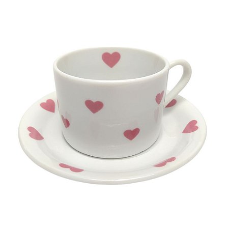 Jogo de Chá Porcelana Rosa - Donna Coisinha Decor