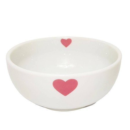 Bowl de Porcelana de  Coração Rosa 350 ml