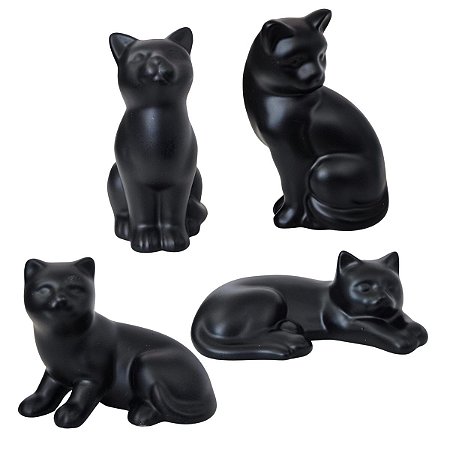 Conjunto Gatinhos de Porcelana Preto